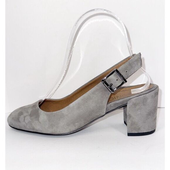 Vionic Nareen Low Block Heel Suede Leather Slingback Gray Closed Toe Office Sz 6 - Picture 8 of 15